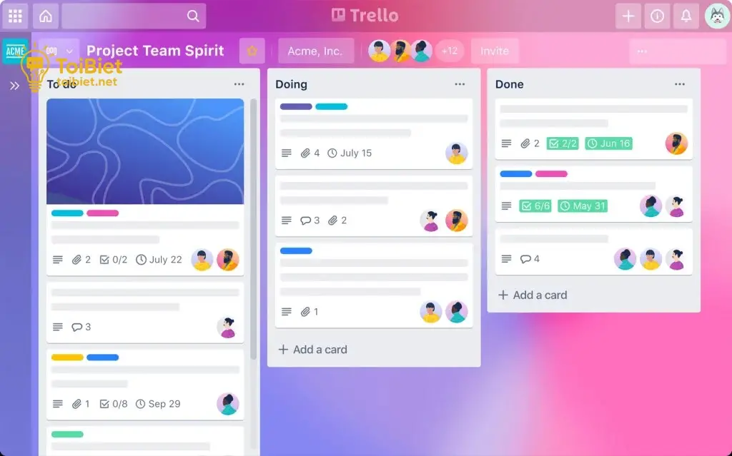 Trello - Quản lý dự án theo dạng bảng Kanban