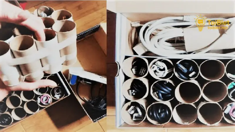 Hướng Dẫn Chi Tiết Sắp Xếp Dây Cáp Bằng Lõi Giấy Vệ Sinh